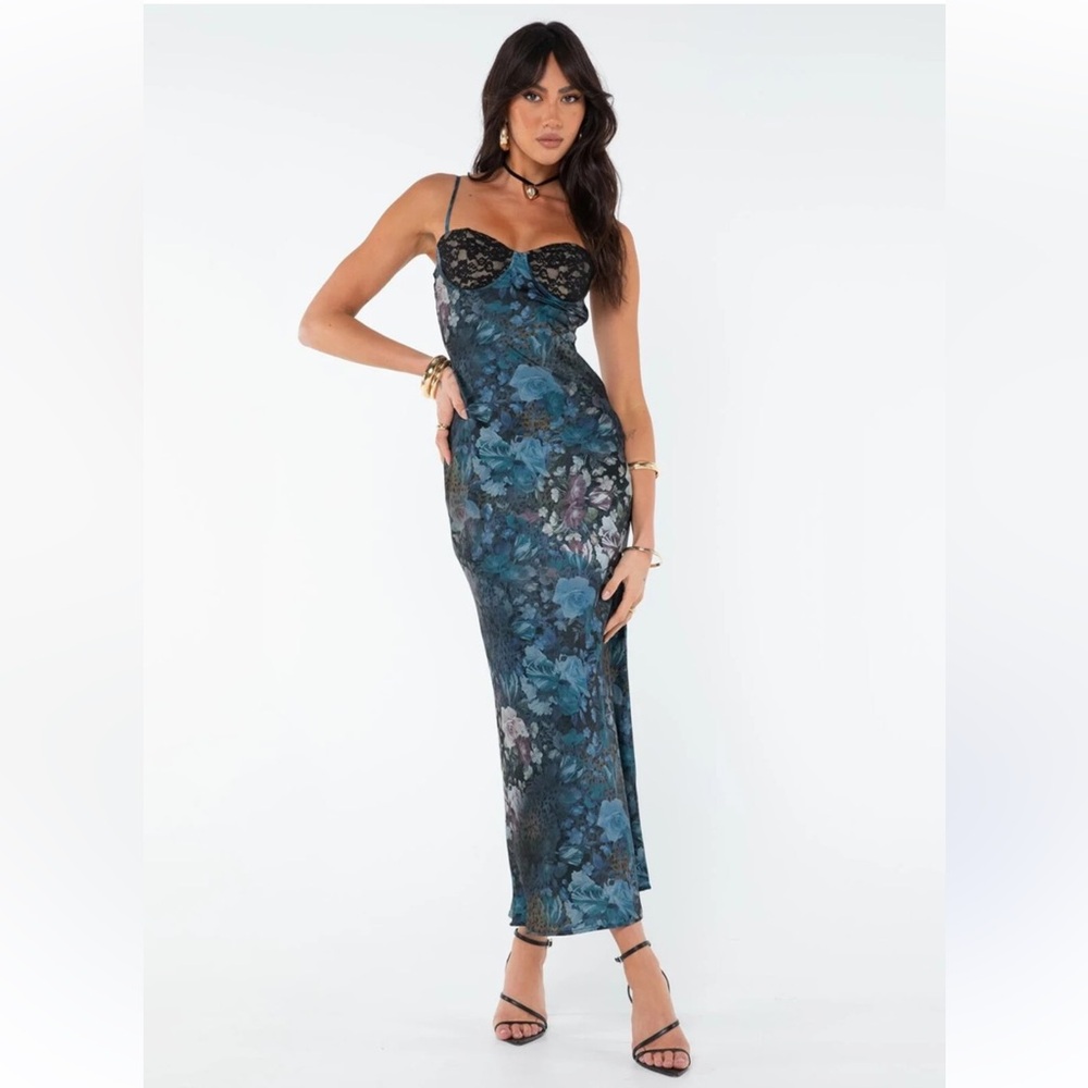 Princess Polly Darsy Floral Blue Maxi Dress